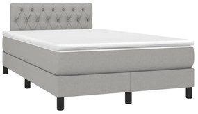 vidaXL Κρεβάτι Boxspring με Στρώμα Ανοιχτό Γκρι 120x190 εκ. Υφασμάτινο