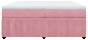vidaXL Κρεβάτι Boxspring με Στρώμα Ροζ 200x200 εκ. Βελούδινο