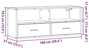 Έπιπλο Τηλεόρασης Sonoma Δρυς 100x31x39,5 εκ. Επεξ. Ξύλο - Καφέ