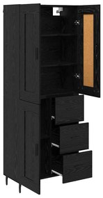 vidaXL Highboard με συρτάρι 2 pcs Μαύρη Οξυά Επεξεργασμένο ξύλο