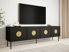 Τραπέζι Tv Charlotte N115, Μαύρο, Craft δρυς, 201x61x40cm, 51 kg | Epipla1.gr