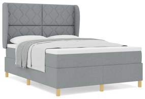 vidaXL Κρεβάτι με Στρώμα Φωτεινό Γκρι 140x200 εκ Υφασμάτινο