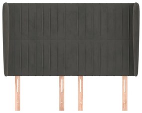 Κεφαλάρι με Πτερύγια Σκούρο Γκρι 147x23x118/128 εκ. Βελούδινο - Γκρι