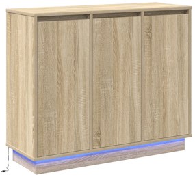 vidaXL Έπιπλο με LED Σονομα Δρυς 90x32x75 εκ Επεξεργασμένο ξύλο