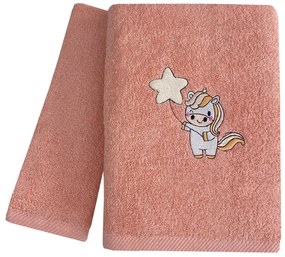 Πετσέτες Βρεφικές Unicorn Balloon (Σετ 2τμχ) Coral Astron Towels Set 70x130cm 100% Βαμβάκι