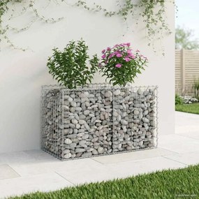 vidaXL Ανασηκωμένο κρεβάτι gabion Ασημί