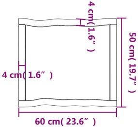 Επιφ Τραπεζιού Αν Καφέ 60x50x(2-6)εκ. Ακατέργ. Μασίφ Ξύλο Δρυός - Καφέ