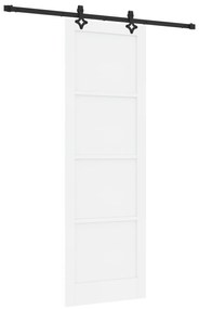 vidaXL Συρόμενη Πόρτα με Σετ Υλικών Λευκή 78x232 εκ. Συμπαγές Ξύλο Πεύκος
