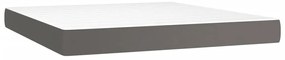 vidaXL Κρεβάτι Boxspring με Στρώμα Γκρι 160x200εκ. από Συνθετικό Δέρμα
