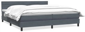 vidaXL Κρεβάτι Boxspring με Στρώμα Σκούρο Γκρι 180x210 εκ. Βελούδινο