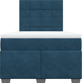 vidaXL Κρεβάτι Boxspring με Στρώμα Μπλε 120x190 εκ. Βελούδινο