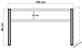 Κονσόλα PWF-0241 χρώμα πεύκου-μαύρο 140x35x80εκ 140x35x80 εκ.