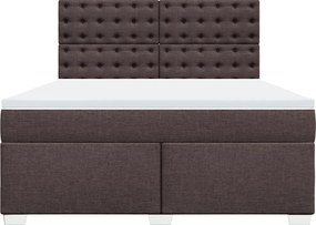 vidaXL Κρεβάτι Boxspring με Στρώμα Σκούρο Καφέ 180x200 εκ Υφασμάτινο
