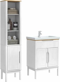 vidaXL Σετ Επίπλων Μπάνιου FLORO 2 pcs Λευκό Στερεό ξύλο πεύκου
