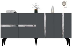 Μπουφές Vania 475OLV2772 150x40x79cm Anthracite-Silver Particle Board, Melamine