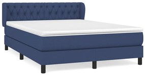 vidaXL Κρεβάτι Boxspring με Στρώμα Μπλε 140x190 εκ. Υφασμάτινο