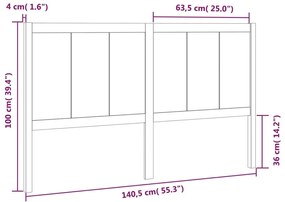 vidaXL Κεφαλάρι Κρεβατιού 140,5 x 4 x 100 εκ. από Μασίφ Ξύλο Πεύκου