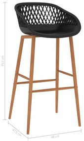 Καρέκλες Μπαρ 2 τεμ. Μαύρες - Μαύρο