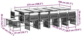 vidaXL Σετ Τραπεζαρίας Κήπου 15 τεμ Καφέ από Συνθ. Ρατάν με Μαξιλάρια