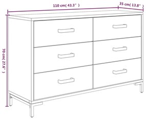 vidaXL Ντουλάπι Καφέ 110 x 35 x 70 εκ. από Μασίφ Ξύλο Πεύκου