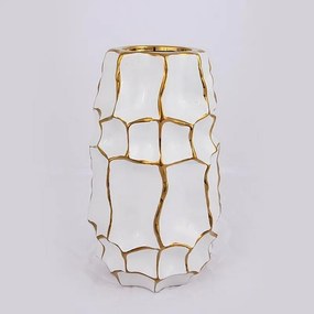 Βάζο Κεραμικό 752-20170 14.5x14.5x25cm White-Gold Estheti Home κεραμικο