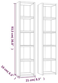 Ντουλάπια CD 2 τεμ. Γκρι Sonoma 21x16x93,5 εκ. Επεξεργ. Ξύλο - Γκρι