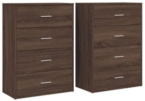vidaXL Βοηθητικά Ντουλάπια 2 τεμ. Καφέ Δρυς 60x31x84 εκ. Επεξ. Ξύλο