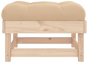 vidaXL Υποπόδιο Κήπου από Μασίφ Ξύλο Πεύκου με Μαξιλάρι