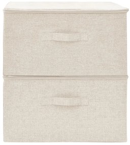 Κουτιά Αποθήκευσης 2 τεμ. Κρεμ 43 x 34 x 23 εκ. Υφασμάτινα - Κρεμ