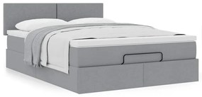 Οθωμανικό κρεβάτι με στρώμα ανοιχτό γκρι 140x190 cm ύφασμα