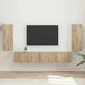 vidaXL Σετ επίπλου τηλεόρασης 4 pcs Δρύς Sonoma Επεξεργασμένο ξύλο
