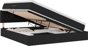 vidaXL LED Κρεβάτι αποθήκευσης με στρώμα Μαύρο 160 x 200 cm Ύφασμα