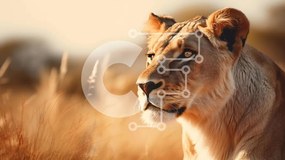 Σετ των 2 Intra Συλλεκτικό Ξύλινο Παζλ Plywood 4mm - Περίεργο λιοντάρι στα ψηλά χόρτα Σε Ξύλινο Κουτί - Διαστάσεις: 10x10 cm – 25 κομμάτια