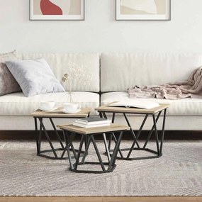 vidaXL Τραπεζάκι σαλονιού 3 pcs Sonoma Δρυς 50 x 50 x 40 cm