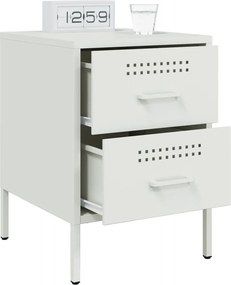 vidaXL Κομοδίνο Λευκό 36x39x50,5 εκ. από Χάλυβα