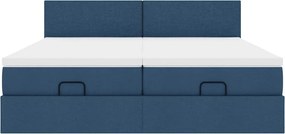 vidaXL Οθωμανικό κρεβάτι με στρώματα μπλε 180x200cm ύφασμα
