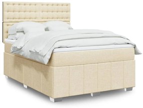 Κρεβάτι Boxspring με Στρώμα Κρεμ 140x200 εκ. Υφασμάτινο - Κρεμ