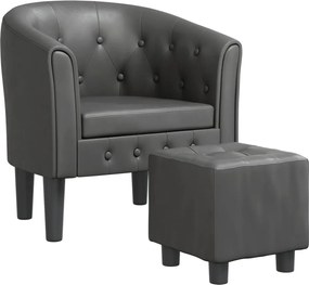 vidaXL Πολυθρόνα Μπάρελ με Υποπόδιο Γκρι από Συνθετικό Δέρμα