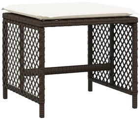 vidaXL Σκαμπό Κήπου 4 τεμ. Καφέ 41x41x36 εκ. Συνθ. Ρατάν με Μαξιλάρια