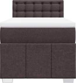 vidaXL Κρεβάτι Boxspring με Στρώμα Σκούρο Καφέ 100x200 εκ. Υφασμάτινο