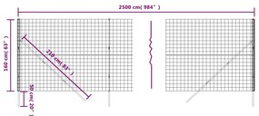 vidaXL Συρματόπλεγμα Περίφραξης Ανθρακί 1,6x25 μ. Γαλβανισμένο Ατσάλι