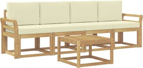 vidaXL Σειρά Καναπέ Εξωτερικού με μαξιλάρι 5 pcs Λευκό και Κρεμ