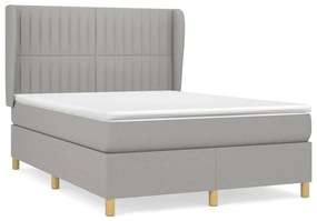 vidaXL Κρεβάτι Boxspring με Στρώμα Ανοιχτό Γκρι 140x190 εκ. Υφασμάτινο