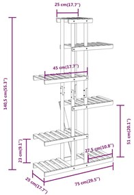 Βάση Λουλουδιών 75x25x140,5 εκ. από Μασίφ Ξύλο Ελάτης - Καφέ