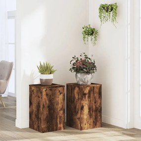 vidaXL Βάσεις Φυτών 2Τεμ. Καπνιστή Δρυς 30x30x50εκ. Επεξεργασμένο Ξύλο