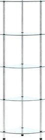 vidaXL Ράφι Διαφανές 5 Επιπέδων 30 x 30 x 130 εκ. από Ψημένο Γυαλί