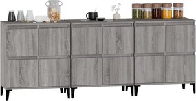 vidaXL Ντουλάπι 3 τεμ. Γκρι Sonoma 60x35x70 εκ. από Επεξεργασμένο Ξύλο