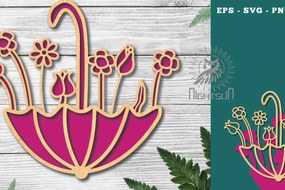 Σετ των 2 Intra απο ξύλο plywood  Χρώμα wenge 3mm-4mm πάχος - Διακόσμηση λουλουδιών ομπρέλας με 4 Δίασταση 20x20 cm INTRAFABR-87854380