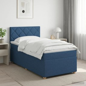 vidaXL Κρεβάτι box spring με στρώμα Μπλε 80 x 200 cm Ύφασμα