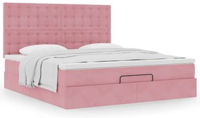vidaXL Οθωμανικό κρεβάτι με στρώματα ροζ 180x200cm Velvet
